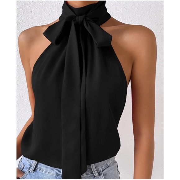 Luxe Neck Tie Halter Tank Top - Picture 7 of 10
